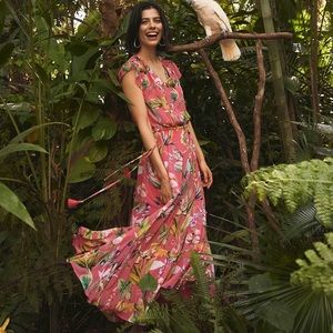 Chico’s Chiffon Floral Print Maxi Dress, Size 2.5 (L, 14)
